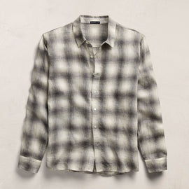 Plaid Linen Shirt in Grey Plaid | James Perse Los Angeles