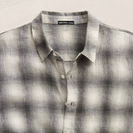 Plaid Linen Shirt in Grey Plaid | James Perse Los Angeles