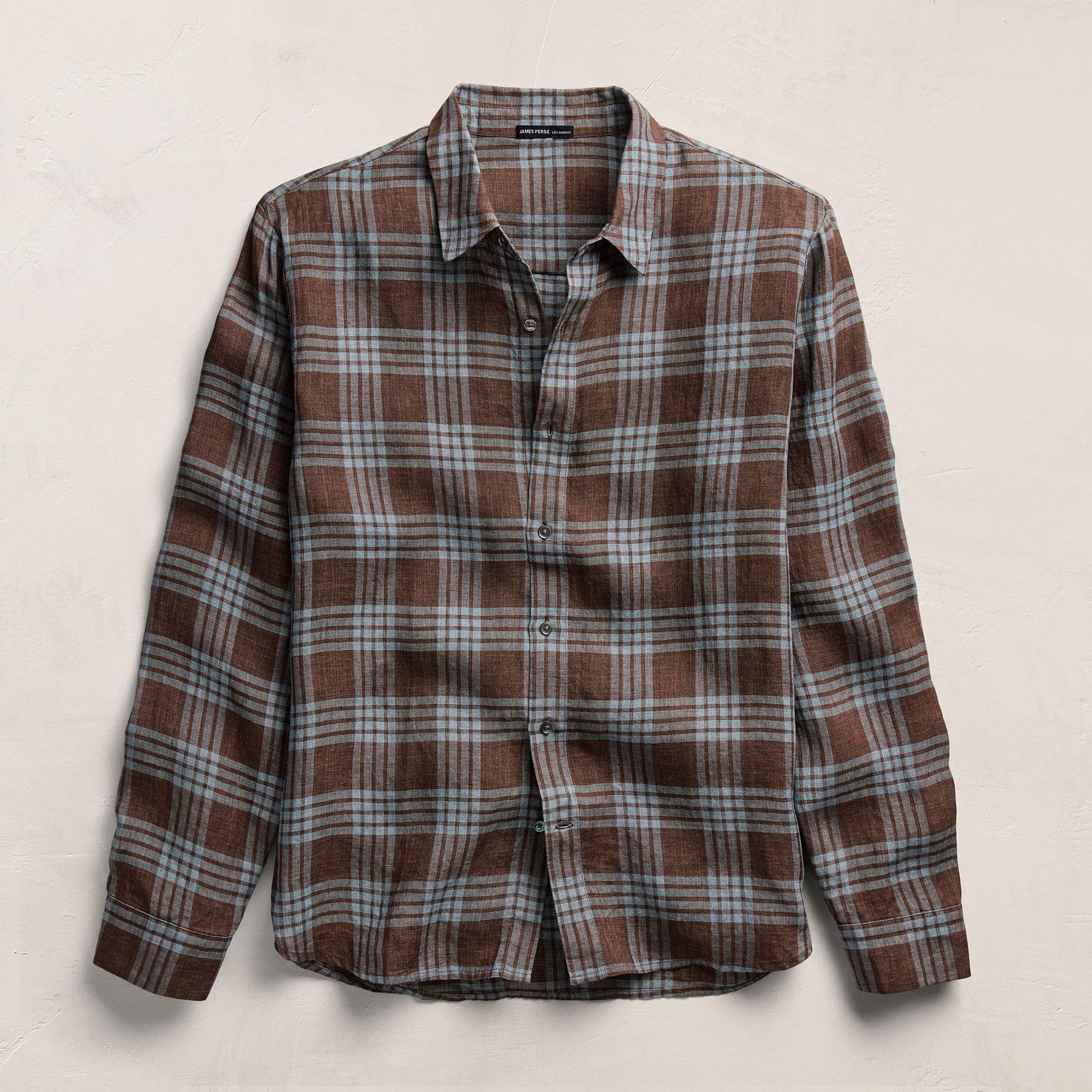 Plaid Linen Shirt in Plum Plaid | James Perse Los Angeles