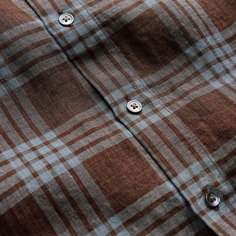 Plaid Linen Shirt in Plum Plaid | James Perse Los Angeles