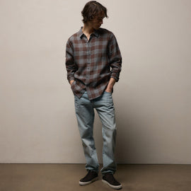 Plaid Linen Shirt in Plum Plaid | James Perse Los Angeles