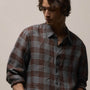 Plaid Linen Shirt in Plum Plaid | James Perse Los Angeles