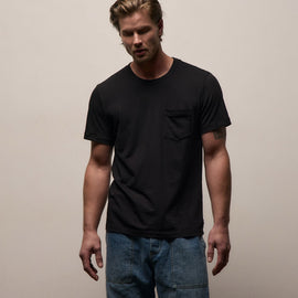 Lightweight Jersey Pocket Tee in Black | James Perse Los Angeles