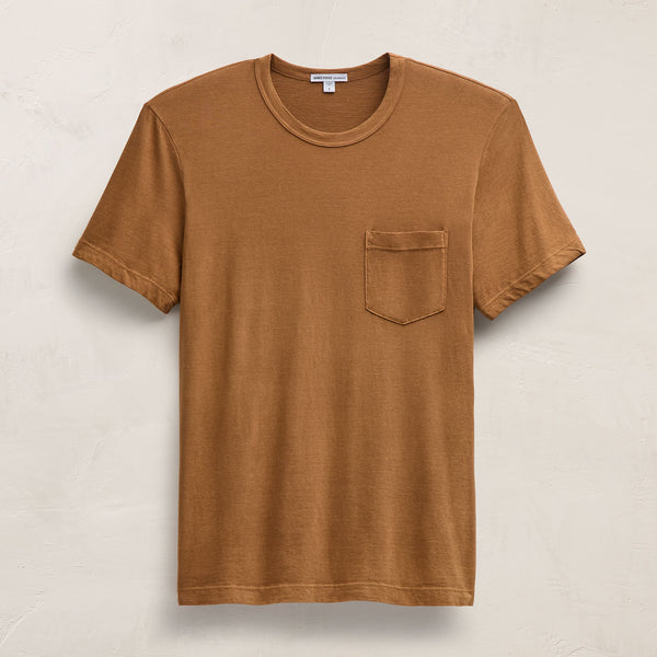 Lightweight Jersey Pocket Tee in Whiskey Pigment | James Perse Los Angeles