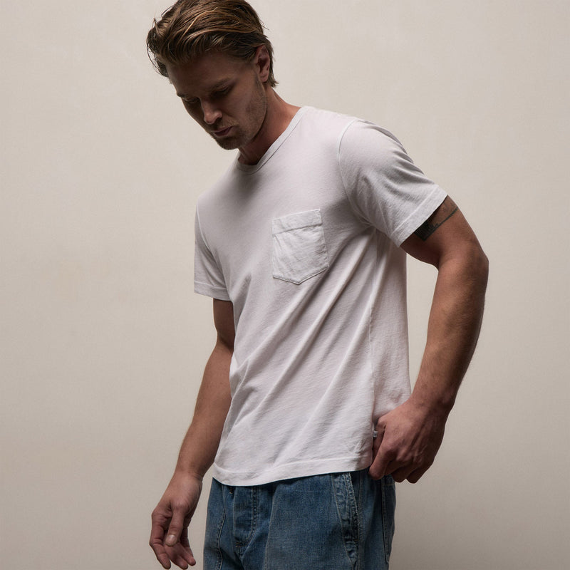 Lightweight Jersey Pocket Tee in White | James Perse Los Angeles