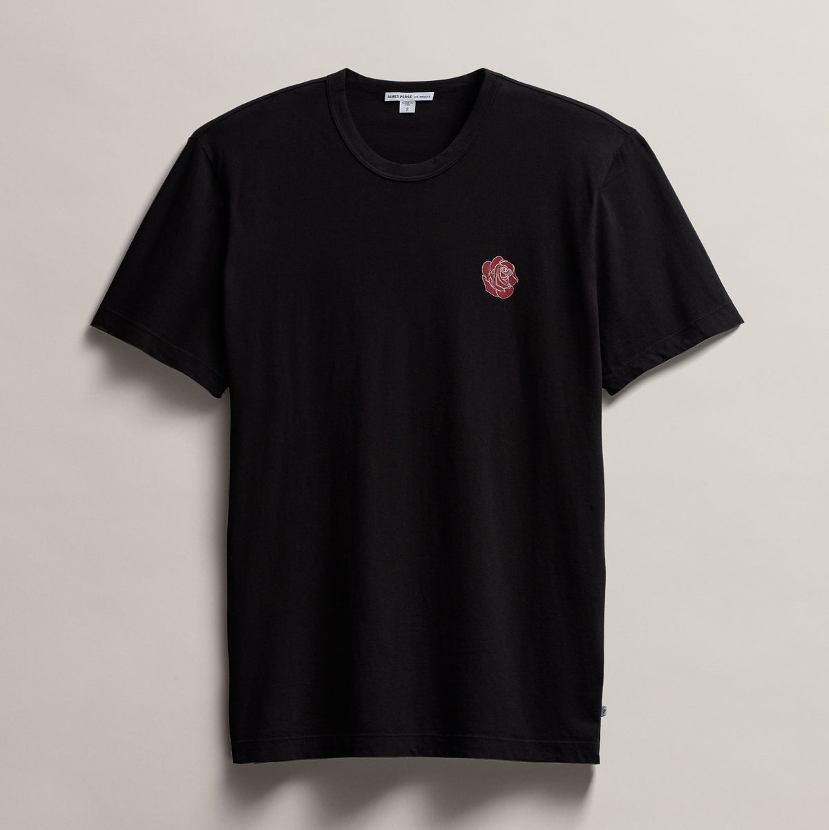 Men's Short Sleeve Crew Neck Grateful Dead Rose in Black with Red | James Perse Los Angeles