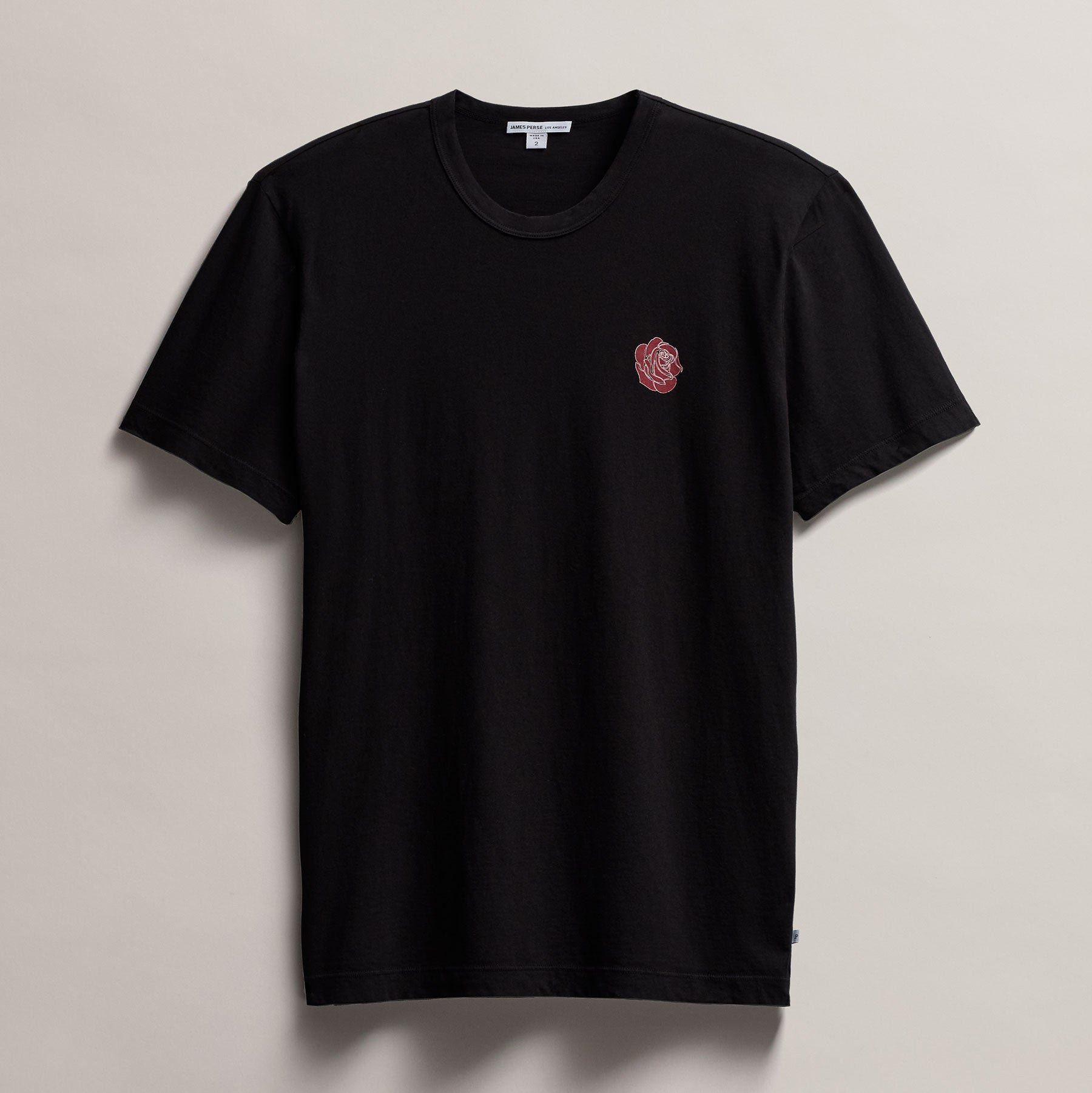 Men's Short Sleeve Crew Neck Grateful Dead Rose in Black with Red | James Perse Los Angeles