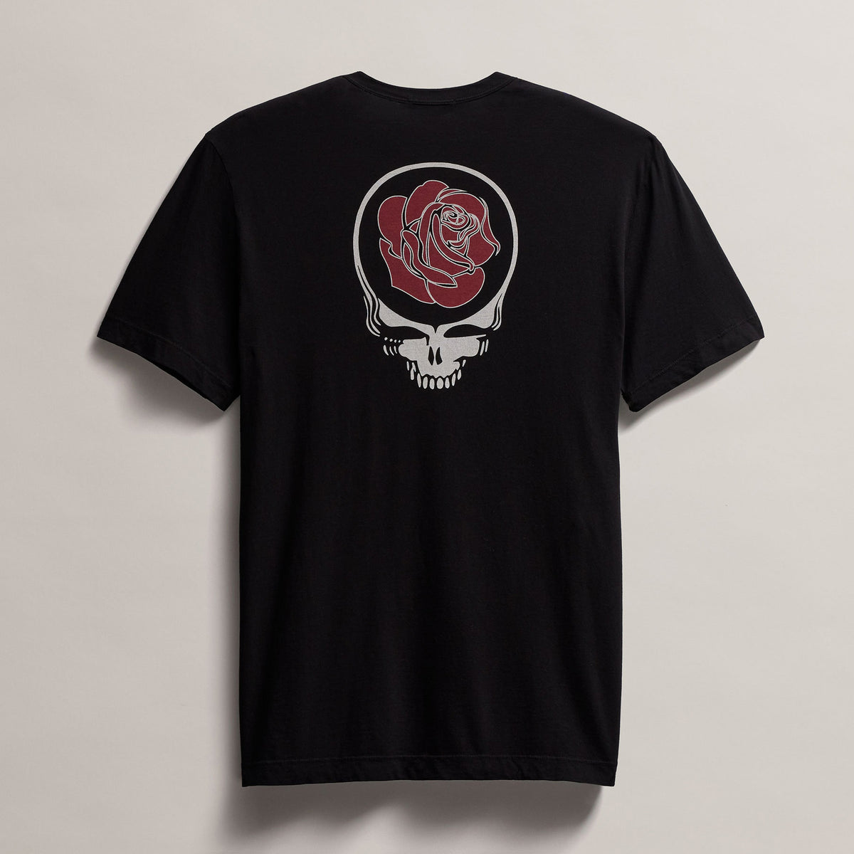 Men's Short Sleeve Crew Neck Grateful Dead Rose in Black with Red | James Perse Los Angeles