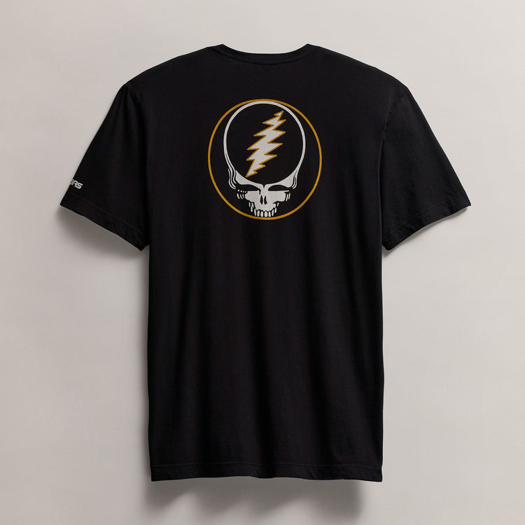 Men's Short Sleeve Crew Grateful Dead Sphere in Black/Cadmium | James Perse Los Angeles