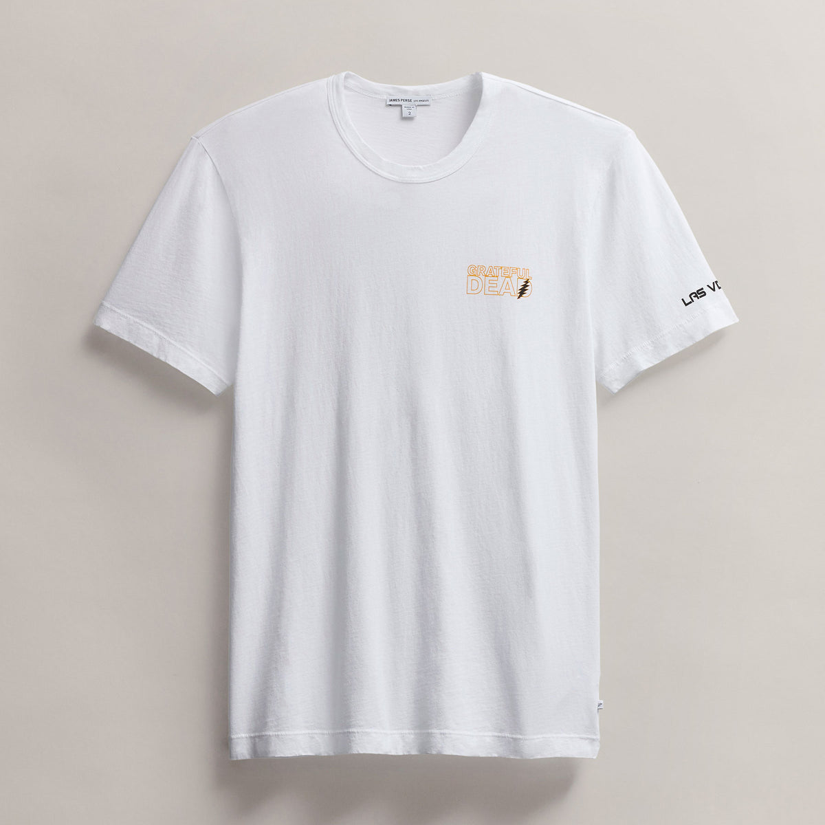 Men's Short Sleeve Crew Grateful Dead Sphere in White/Cadmium | James Perse Los Angeles