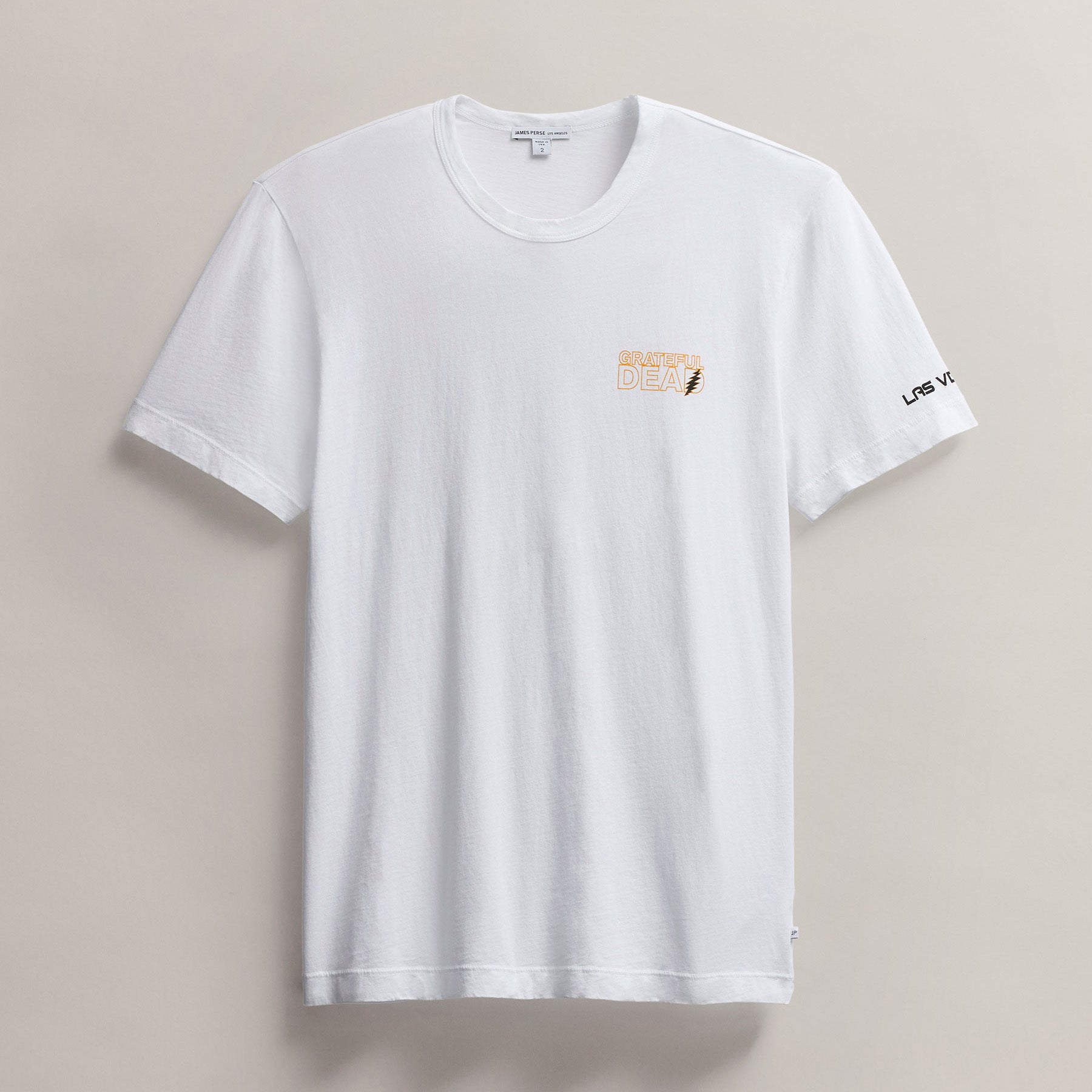 Men's Short Sleeve Crew Grateful Dead Sphere in White/Cadmium | James Perse Los Angeles