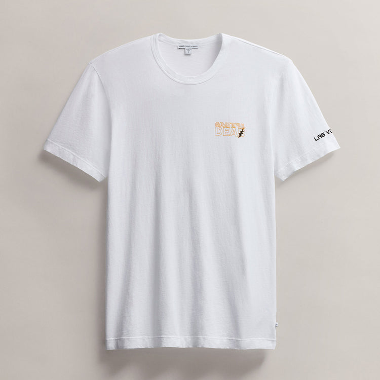 Men's Short Sleeve Crew Grateful Dead Sphere in White/Cadmium | James Perse Los Angeles