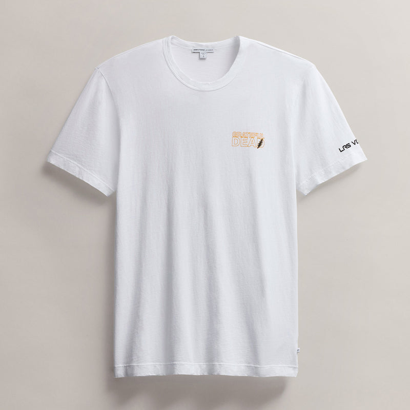 Men's Short Sleeve Crew Grateful Dead Sphere in White/Cadmium | James Perse Los Angeles