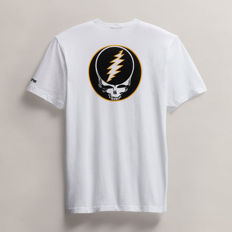 Men's Short Sleeve Crew Grateful Dead Sphere in White/Cadmium | James Perse Los Angeles