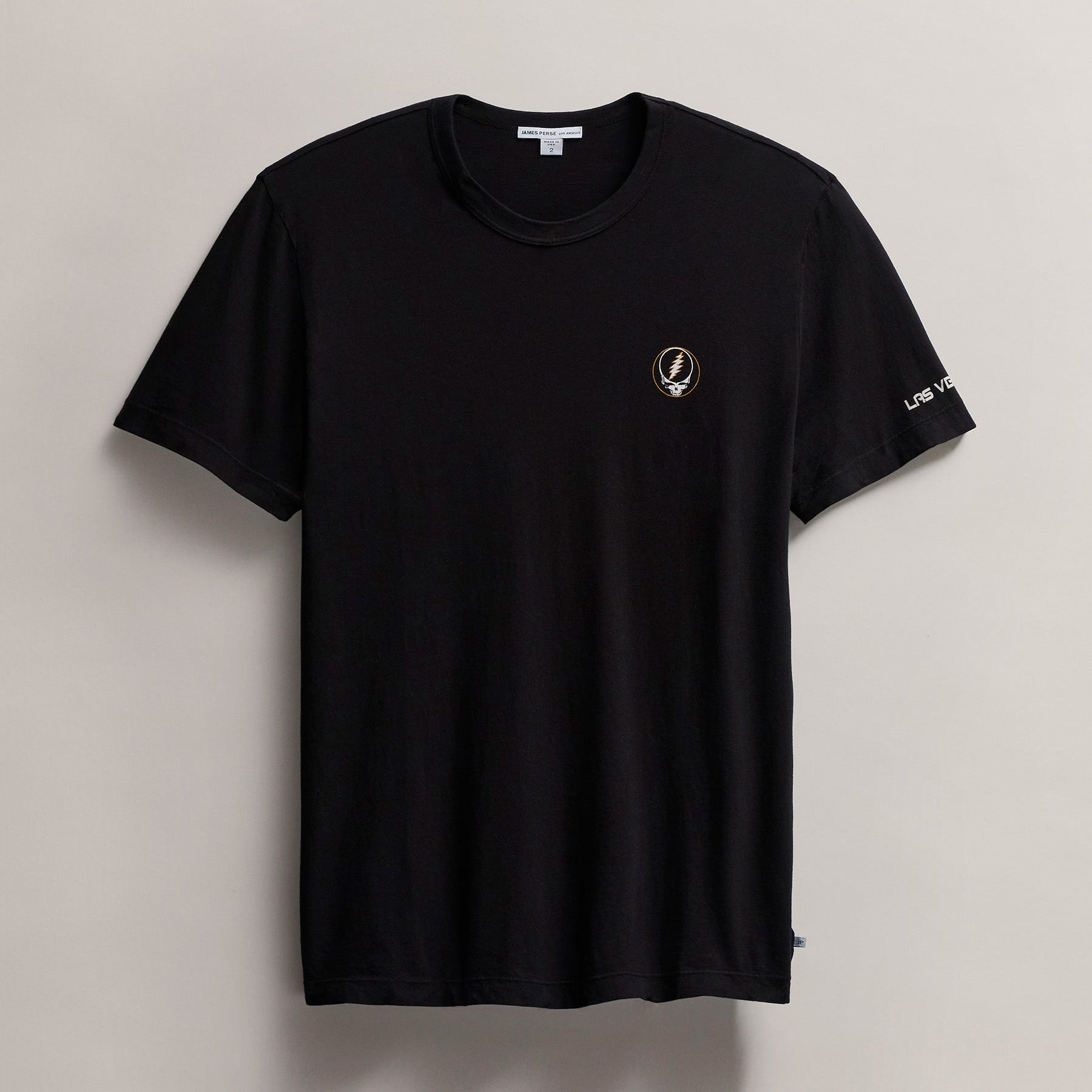 Men's Short Sleeve Crew Grateful Dead Sphere in Black/Cadmium | James Perse Los Angeles