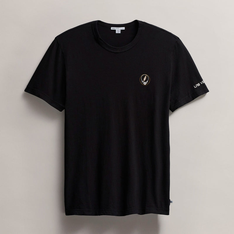 Men's Short Sleeve Crew Grateful Dead Sphere in Black/Cadmium | James Perse Los Angeles
