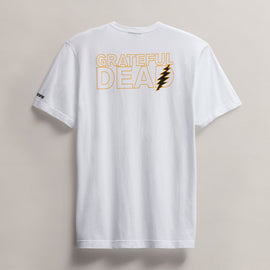 Men's Short Sleeve Crew Grateful Dead Sphere in White/Cadmium | James Perse Los Angeles