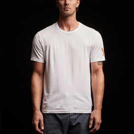 Short Sleeve Crew Neck Double Stripe in White/Rust | James Perse Los Angeles