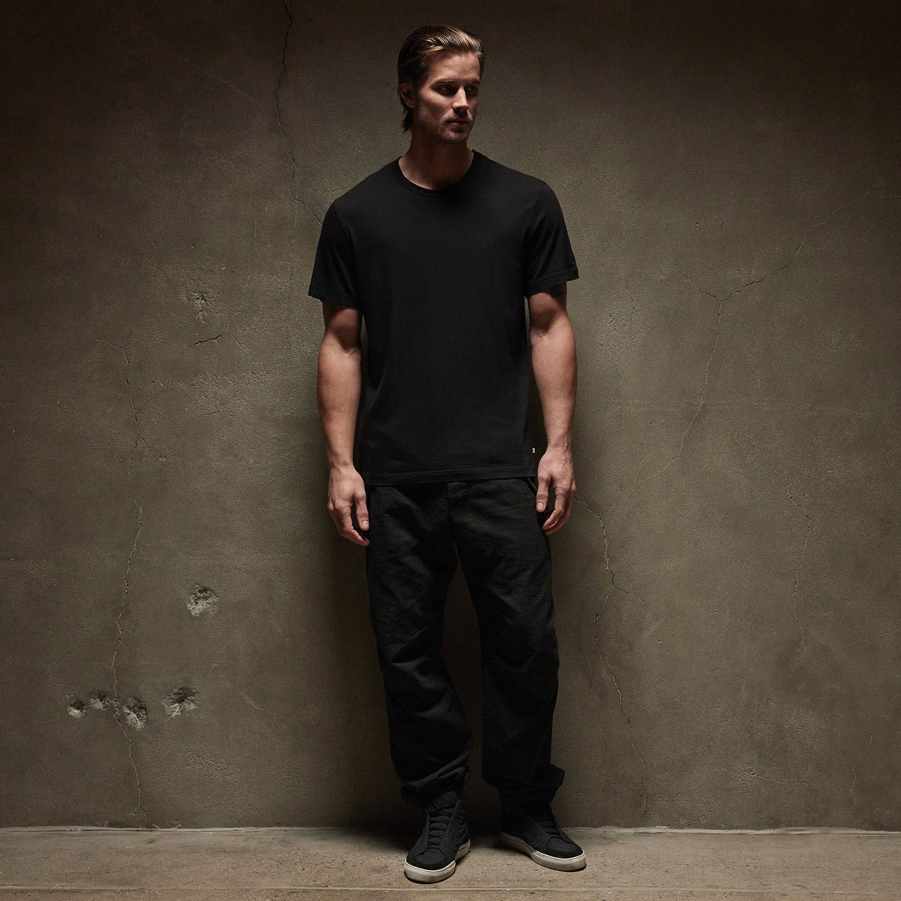 3 Pack Short Sleeve Crew Neck Tee - Black | James Perse Los Angeles