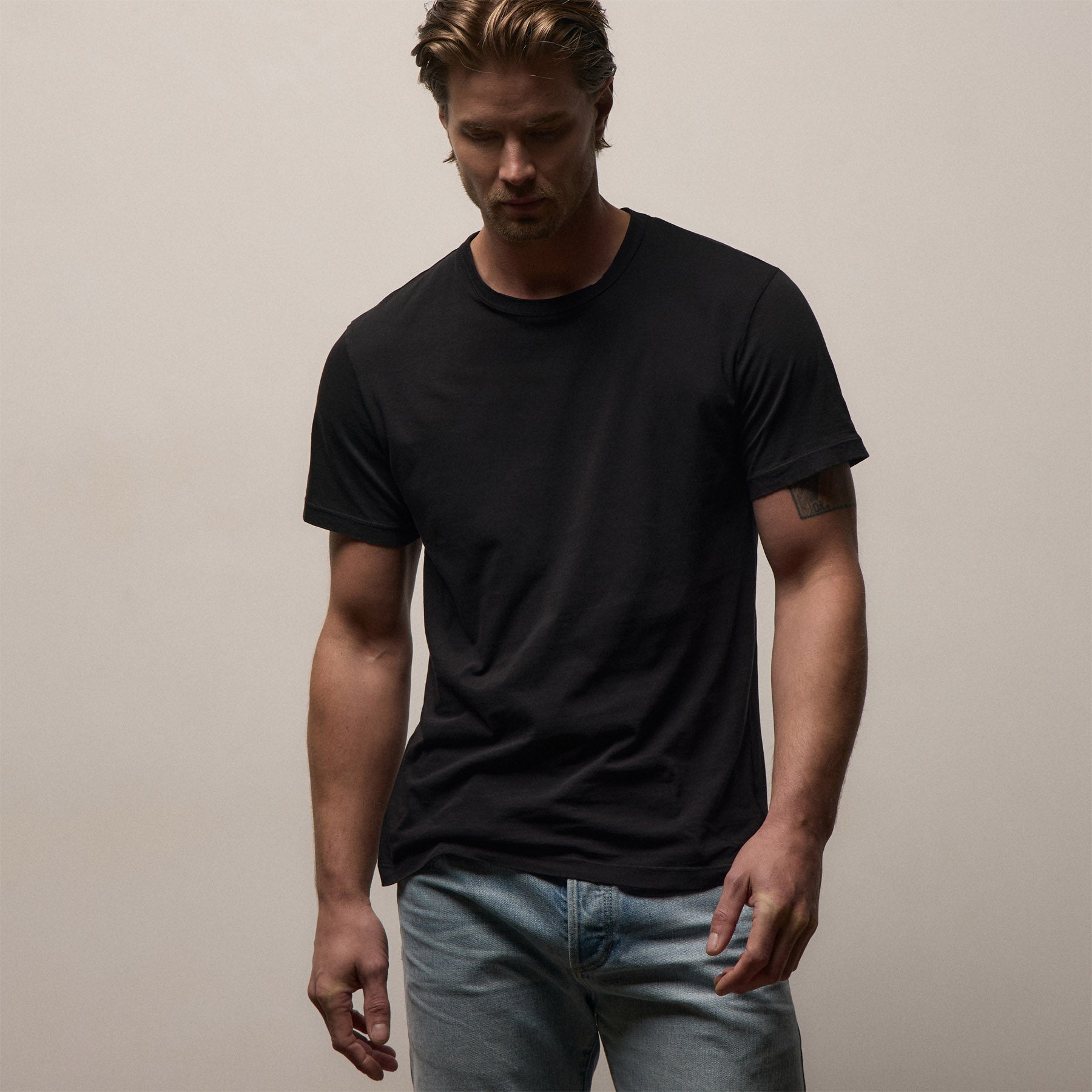 3 Pack Short Sleeve Crew Neck Tee in Black | James Perse Los Angeles