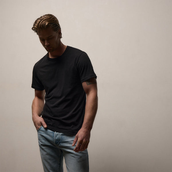 Short Sleeve Crew Neck in Black | James Perse Los Angeles