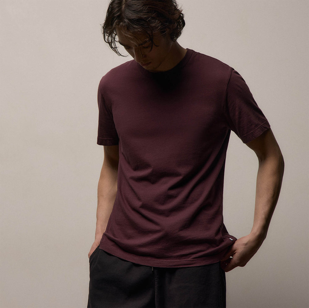 Short Sleeve Crew Neck In Dark Plum | James Perse Los Angeles