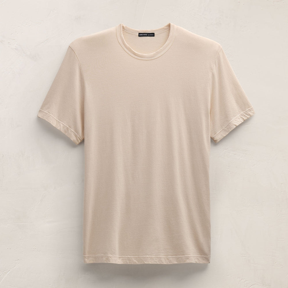 Short Sleeve Crew Neck in Latte Pigment FLAT | James Perse Los Angeles FLAT