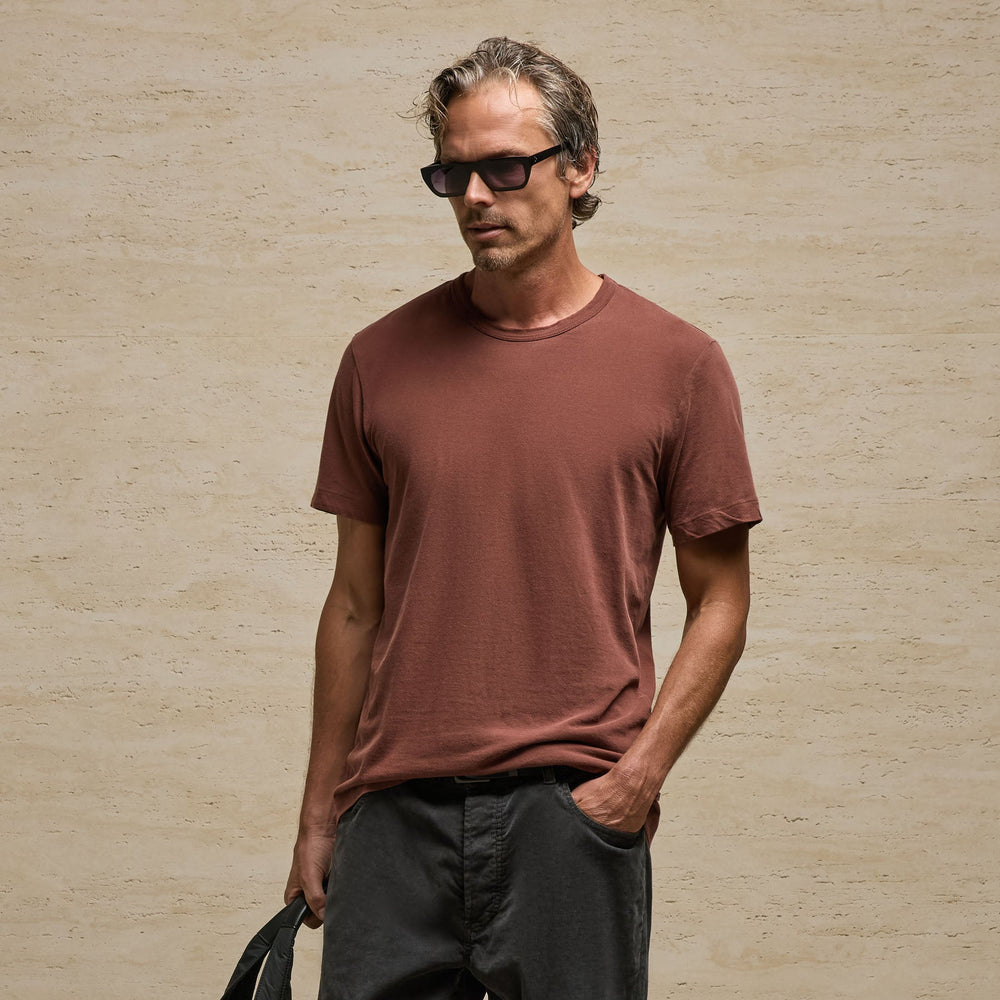 Short Sleeve Crew Neck in Red Clay Pigment | James Perse Los Angeles