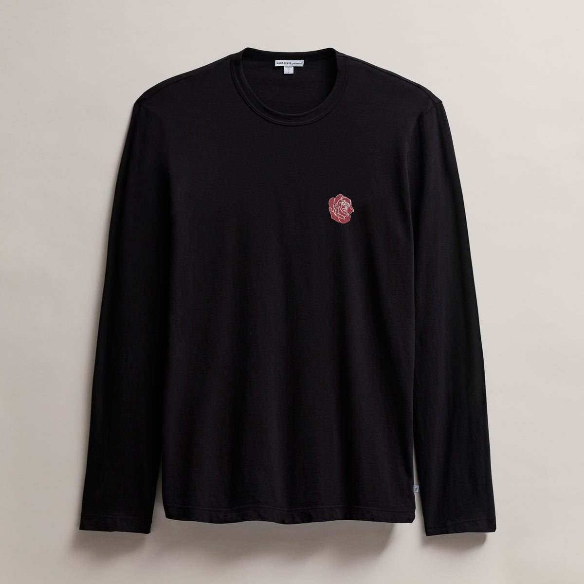 Men's Grateful Dead Rose Long Sleeve Crew in Black W/ Red | James Perse Los Angeles