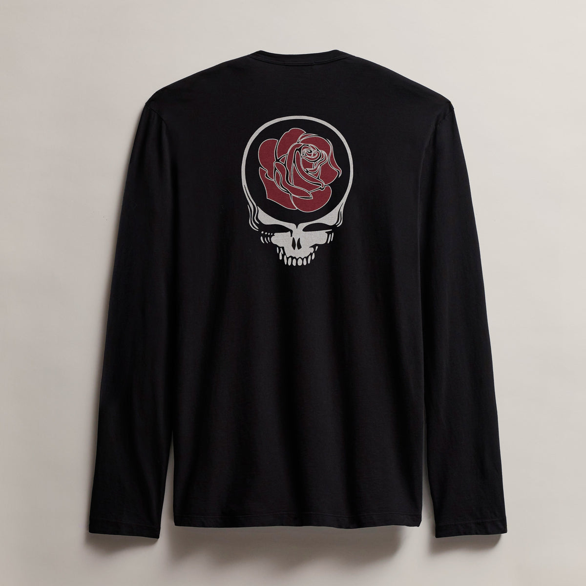 Men's Grateful Dead Rose Long Sleeve Crew in Black W/ Red | James Perse Los Angeles