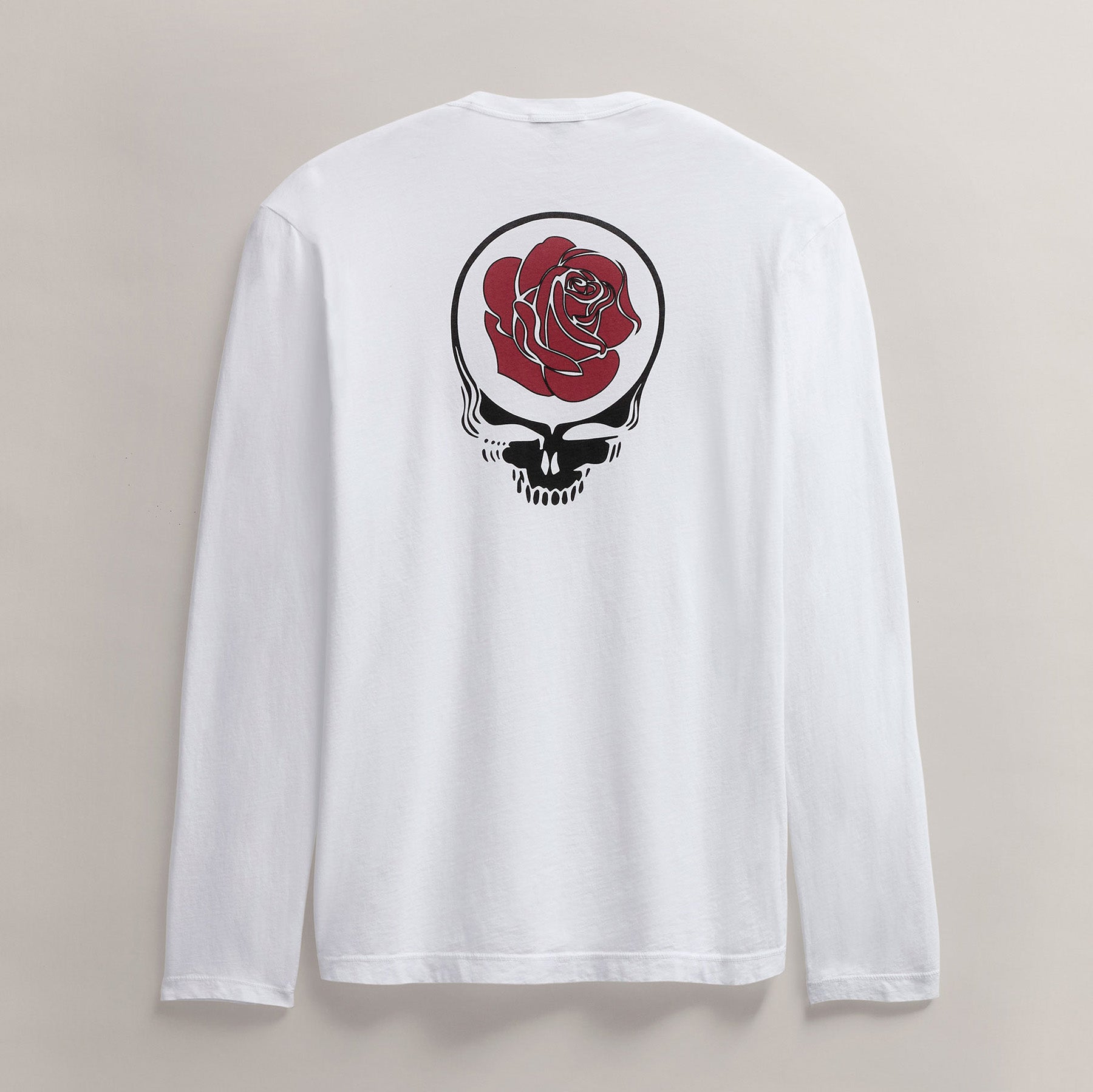 Men's Grateful Dead Rose Long Sleeve Crew in White/Red | James Perse Los Angeles