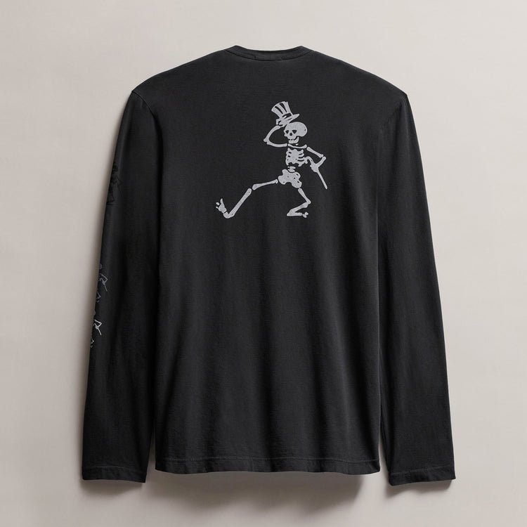 Men's Long Sleeve Crew Neck Grateful Dead Tee in Carbon Pigment | James Perse Los Angeles