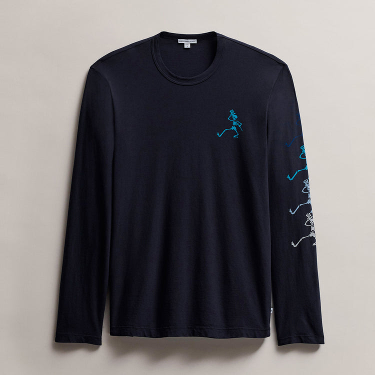 Men's Long Sleeve Crew Neck Grateful Dead Tee in Deep | James Perse Los Angeles