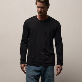 Long Sleeve Crew Neck in Black | James Perse Los Angeles