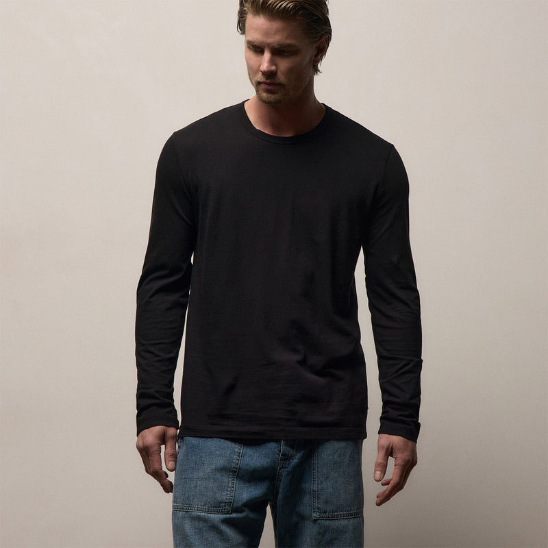 Long Sleeve Crew Neck in Black | James Perse Los Angeles