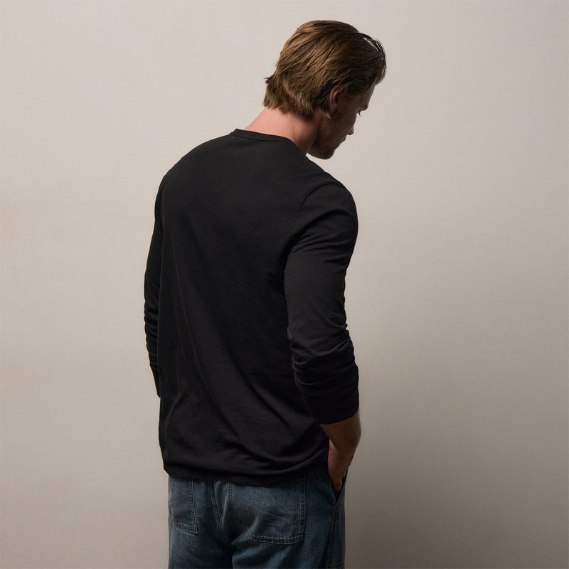 Long Sleeve Crew Neck in Black | James Perse Los Angeles