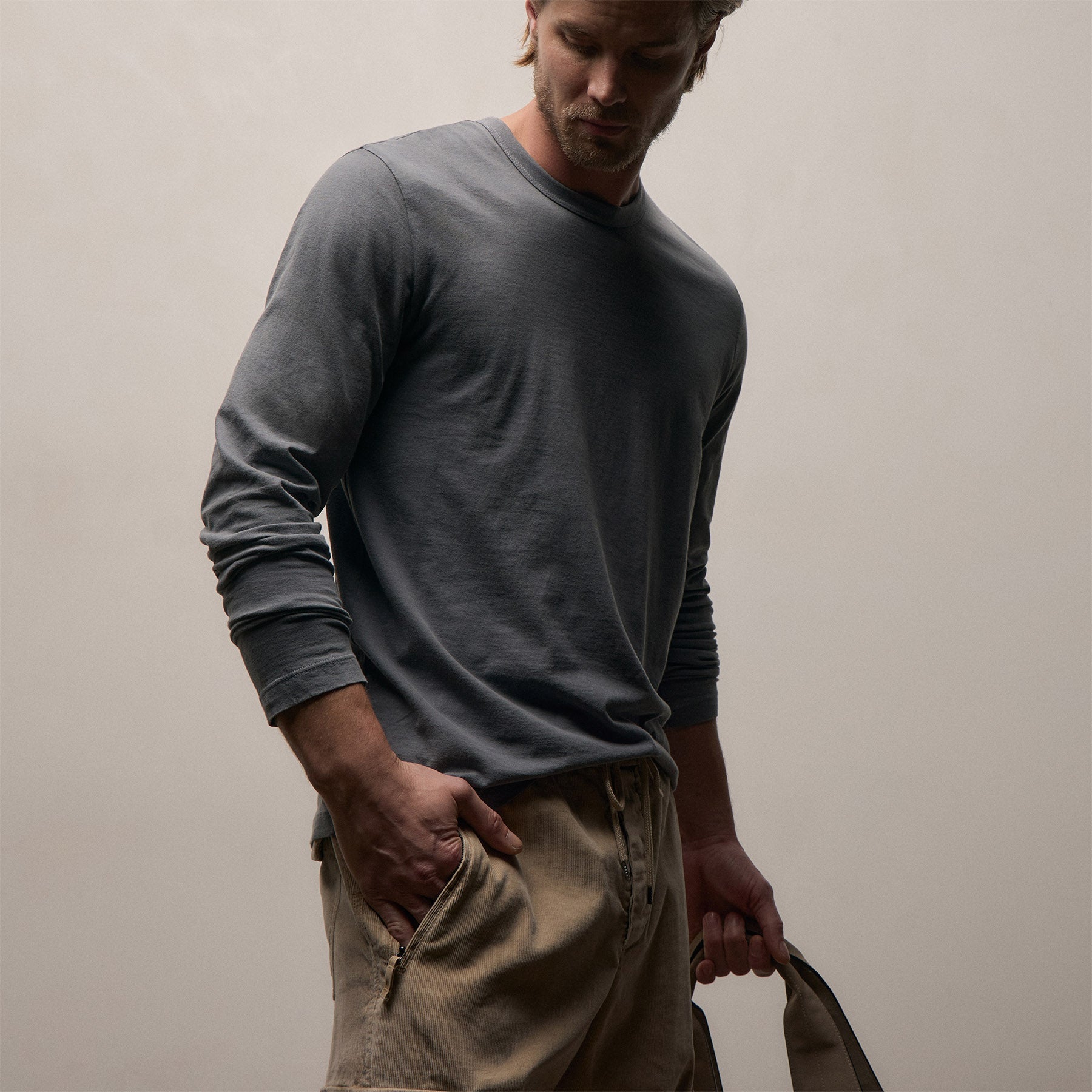 Long Sleeve Crew Neck - Gingerbread Pigment | James Perse Los Angeles