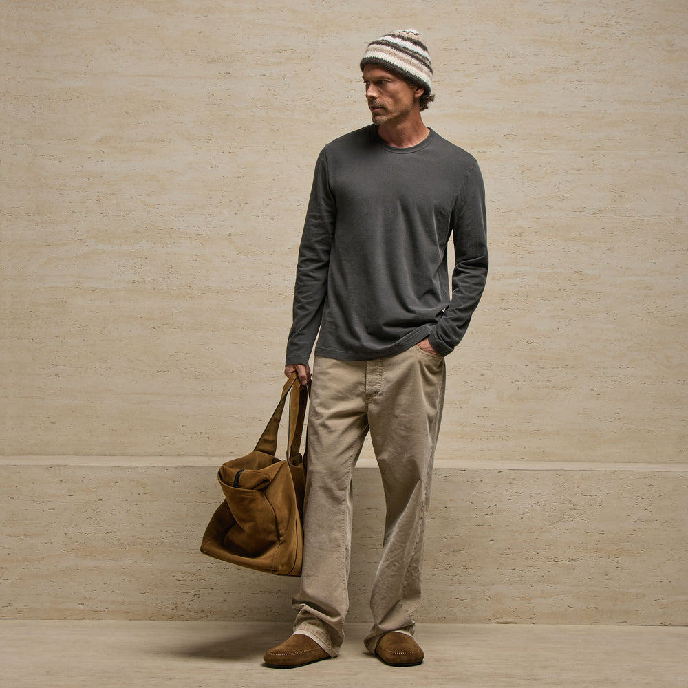 Long Sleeve Crew Neck In Dusty Brown Pigment | James Perse Los Angeles