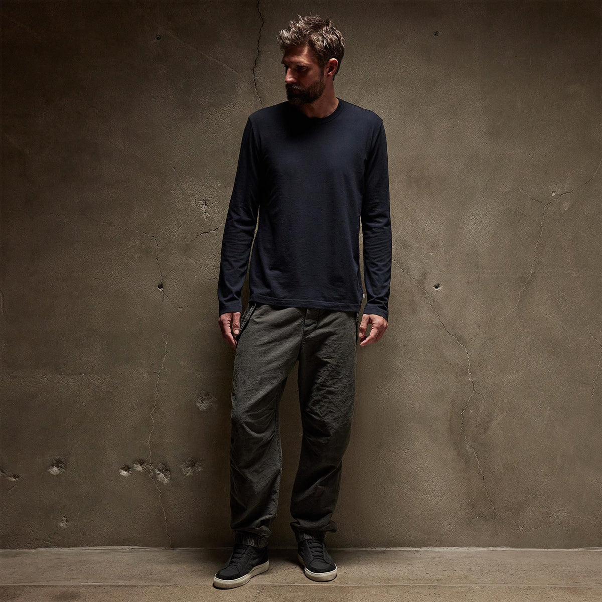 Long Sleeve Crew Neck in Deep | James Perse Los Angeles