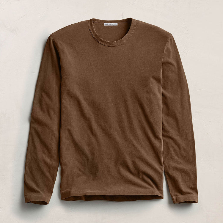 Long Sleeve Crew Neck in Gingerbread Pigment | James Perse Los Angeles