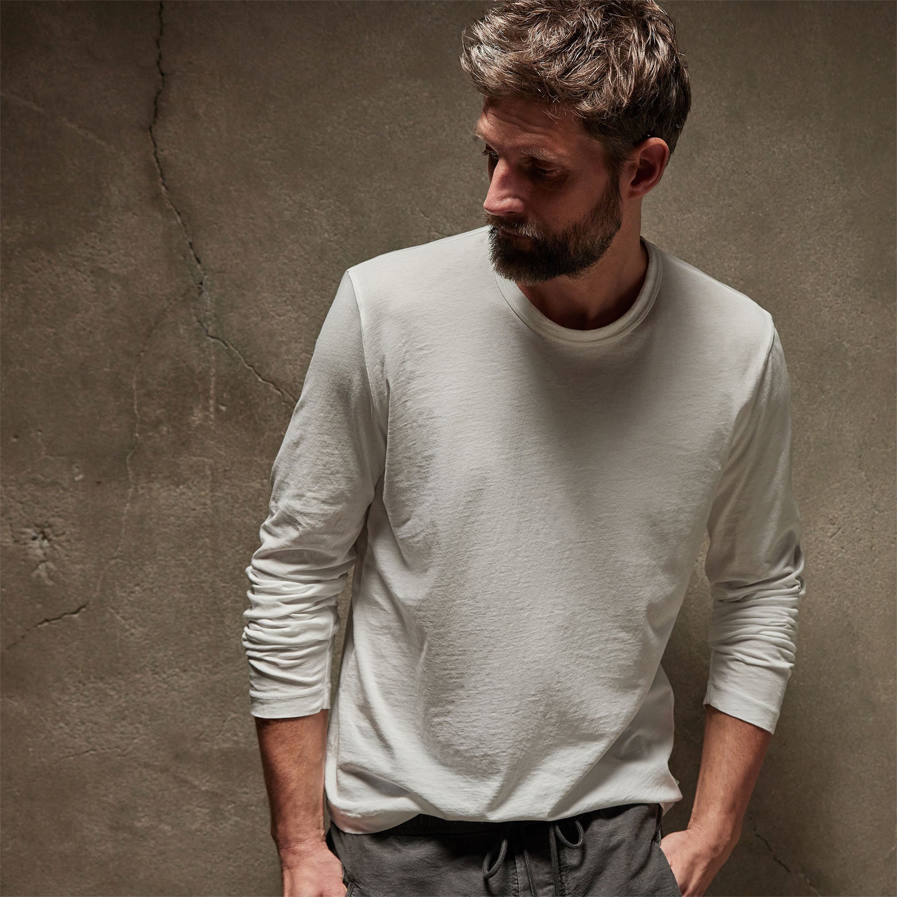 Long Sleeve Crew Neck - Heather Grey | James Perse Los Angeles