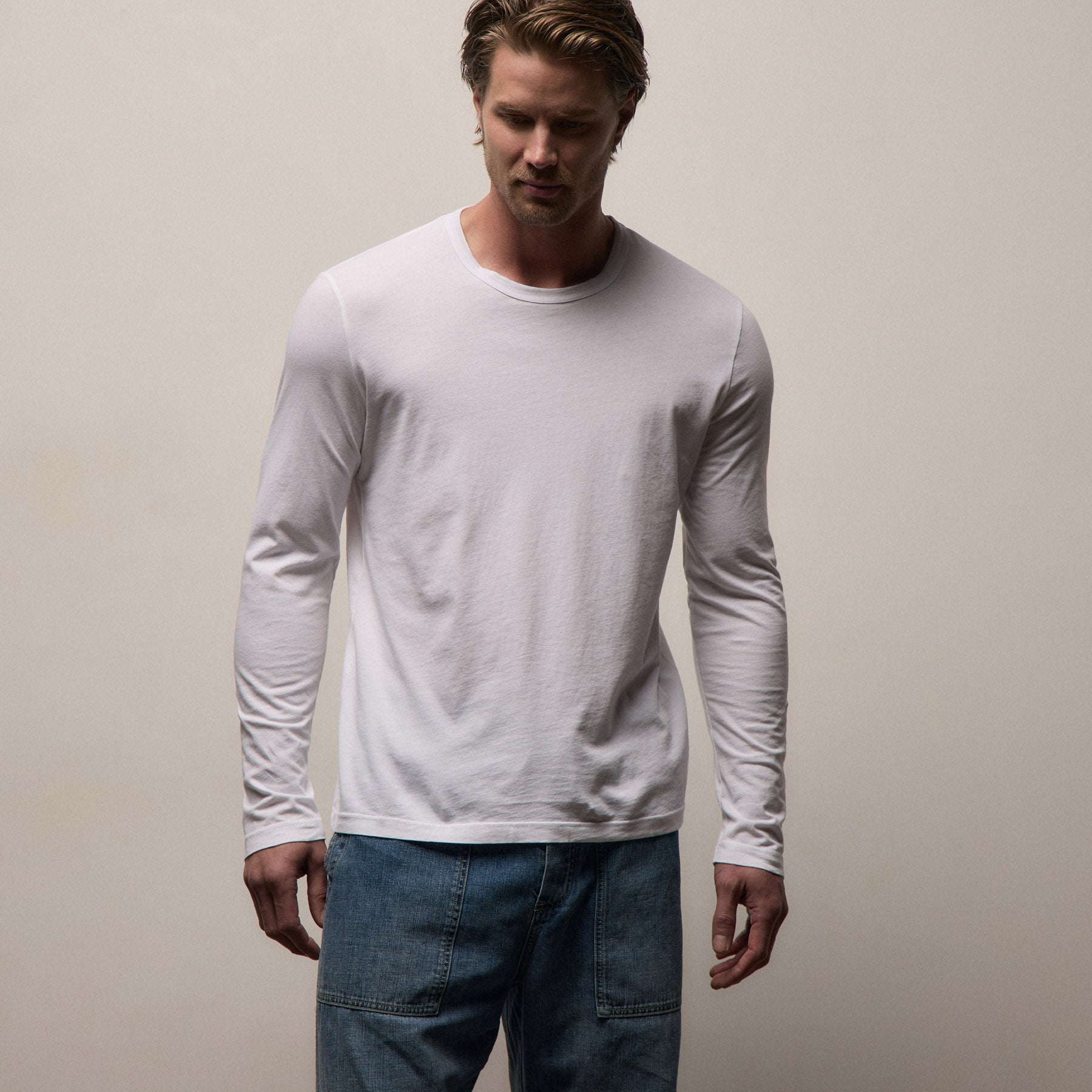 Long Sleeve Crew Neck - White