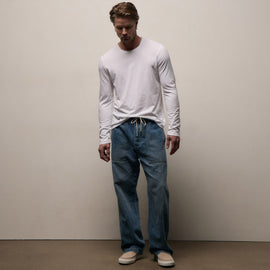 Long Sleeve Crew Neck in White | James Perse Los Angeles