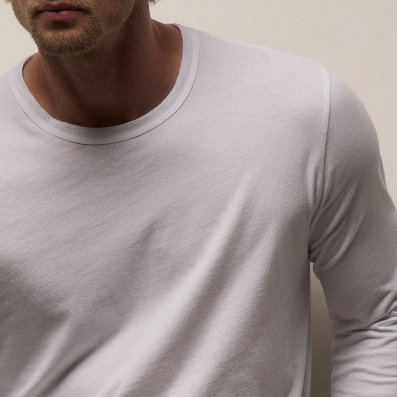 Long Sleeve Crew Neck in White | James Perse Los Angeles