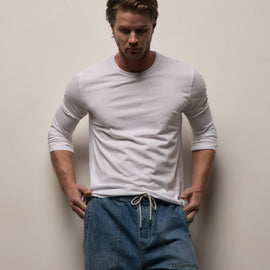 Long Sleeve Crew Neck - White