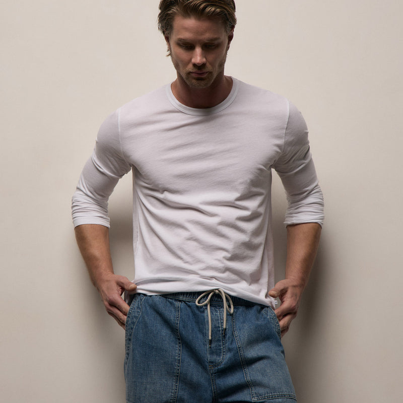 Long Sleeve Crew Neck - White