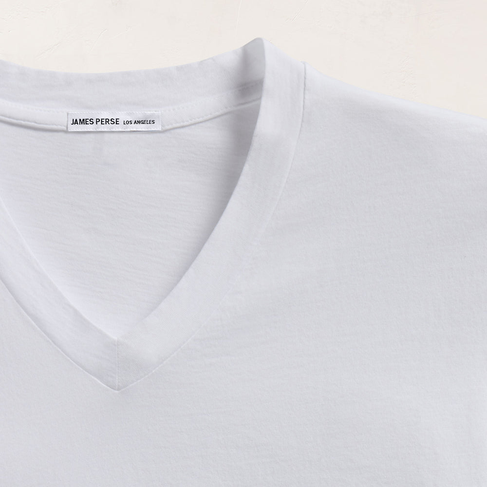 Short Sleeve V Neck in White | James Perse Los Angeles FLAT