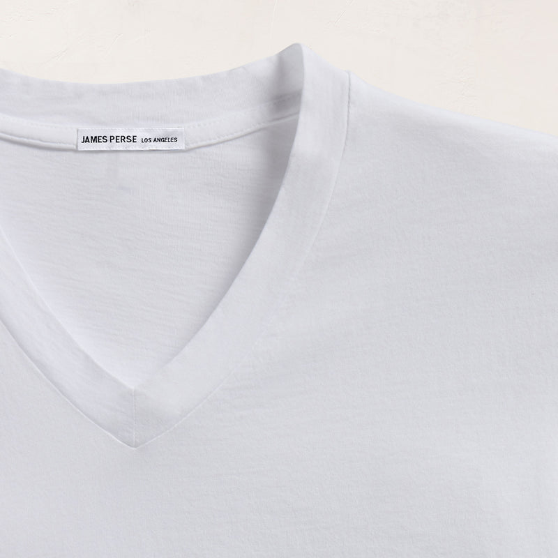 Short Sleeve V Neck in White | James Perse Los Angeles FLAT