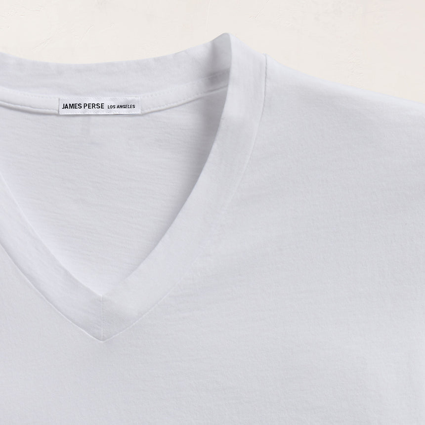 Short Sleeve V Neck in White | James Perse Los Angeles FLAT