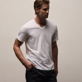 Short Sleeve V Neck in White | James Perse Los Angeles